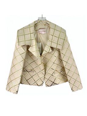 Valentino 2022 collection light yellow quilted lambswool jacket
